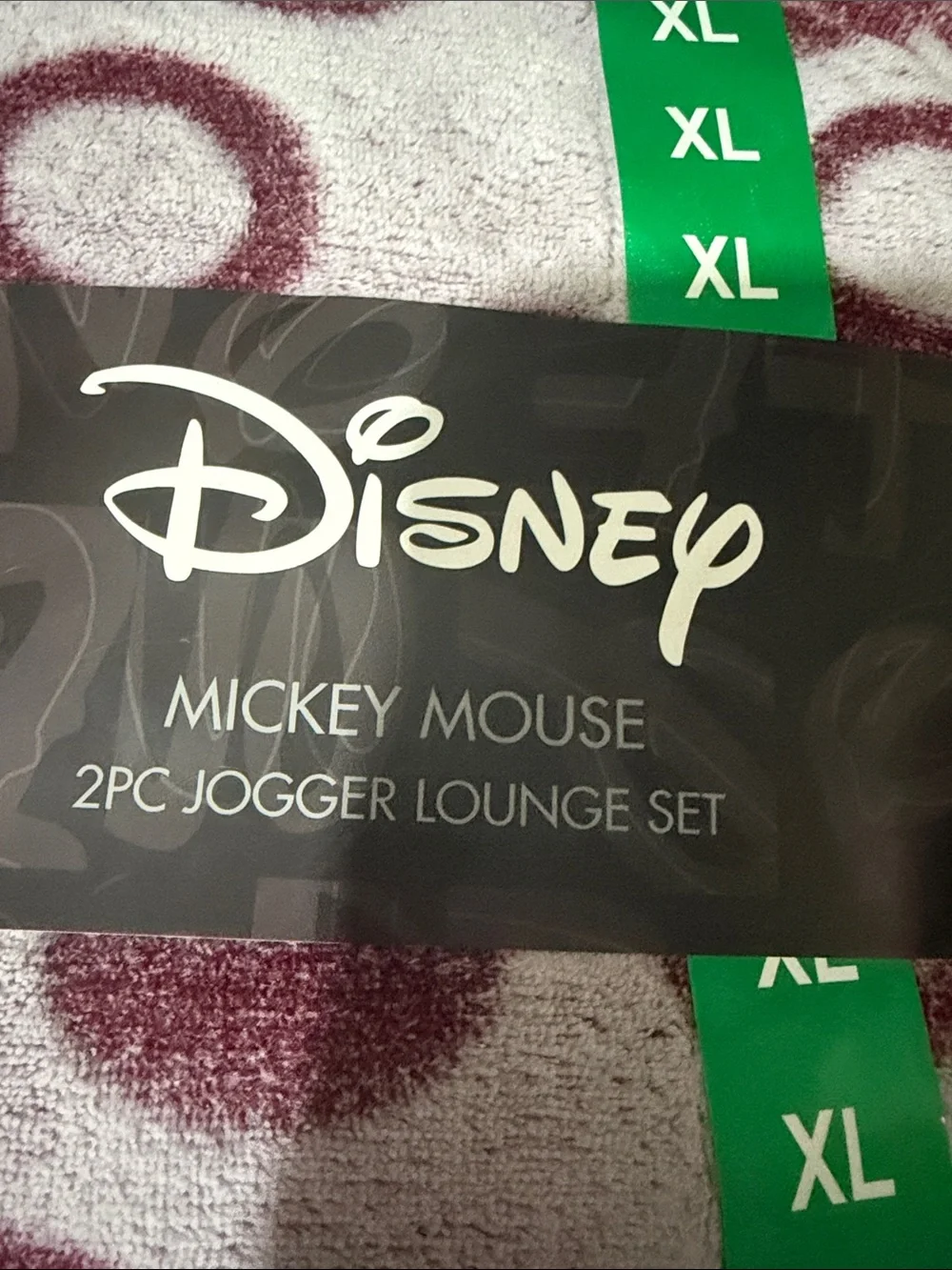 Disney Mickey Mouse 2-Piece Jogger Pajama Set - Burgundy & White